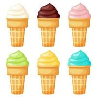 Collection of ice cream in a waffle cup vector