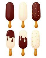 ice cream with different chocolate  glaze icing vector