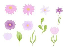 Set of watercolor flowers. Floral collection vector