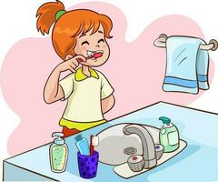 niños cepillado su dientes vector ilustración.