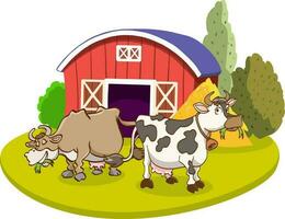 Vector illustration cartoon of happy farm animals.