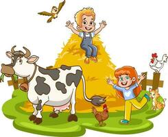 Vector Illustration of Farm Kid