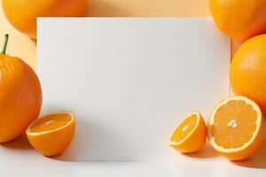 Beautiful fresh orange fruit background, Fruit frame AI Generative photo