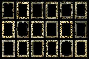 Abstract rectangle frames. Collection of vertical rectangular golden frames. Shining empty borders, copy space for your texts and images. vector