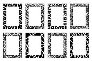 Black rectangle vertical mosaic frames. Frames collection, monochrome flat borders. Copy space for your text and images. vector