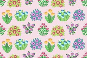 Abstract colorful floral vector pattern for fabric, textile, printing, wrapping paper, cover design. Cute colorful flat floral pattern.