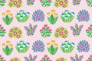 Abstract colorful floral vector pattern for fabric, textile, printing, wrapping paper, cover design. Cute colorful flat floral pattern.