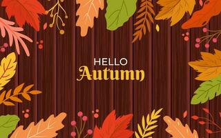 Hello Autumn Leaves Background vector