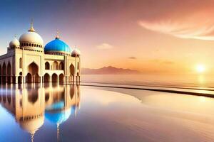 3d illustration of very beautiful mosque, AI generate photo