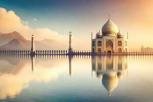 3d illustration of very beautiful mosque, AI generate photo