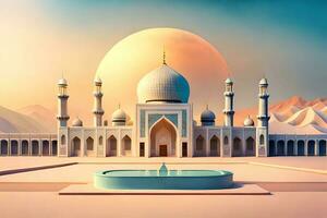 3d ilustración de muy hermosa mezquita, ai generar foto