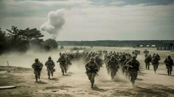 A military base buzzing with activity photo