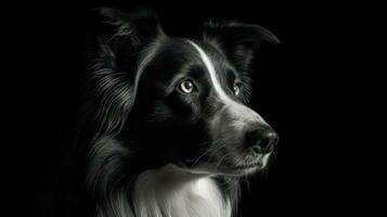 Border Collie, its striking coat marked by stark black and white patterns photo