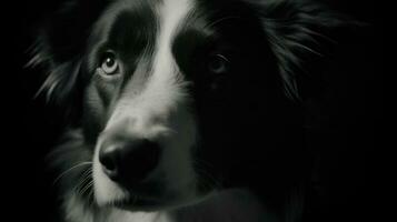 Border Collie, its striking coat marked by stark black and white patterns photo