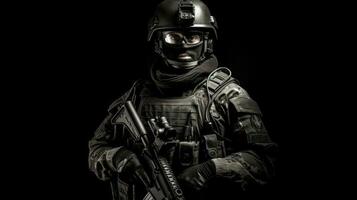 Special forces soldier, a SWAT team member in full gear photo