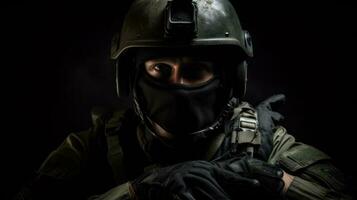 Special forces soldier, a SWAT team member in full gear photo