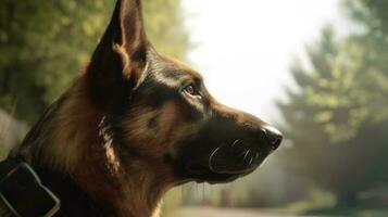 A German Shepherd sniffing around a new area photo