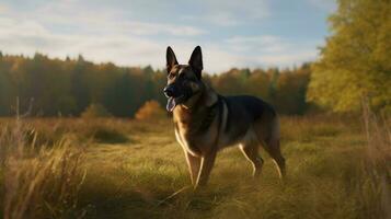 A German Shepherd sniffing around a new area photo