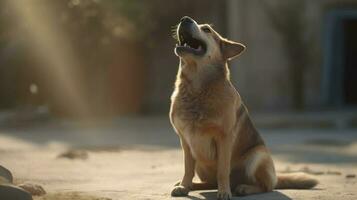 A dog excitedly wagging its tail as it hears a familiar sound photo