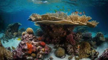 un coral arrecife diario ciclo, desde alimentación a descanso foto