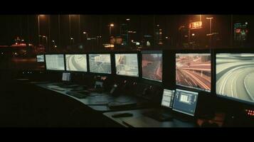 The automated traffic control system of a city being hacked photo