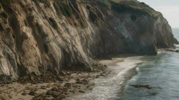 The slow erosion of a cliffside by the relentless sea photo