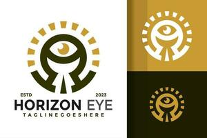 Sun eye logo design vector symbol icon illustration