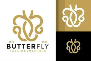 Beauty Butterfly logo design vector symbol icon illustration