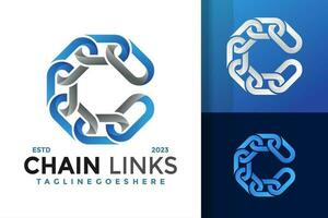 Letter C Chain Links logo design vector symbol icon illustration