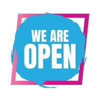 We are open today sign design, We are open now social media post icon, We are open tonight restaurant signboard vector