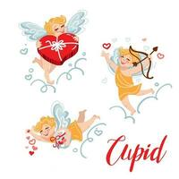 colección de vector Cupido dibujos animados caracteres. san San Valentín día. Cupido ilustración. vector