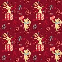 San Valentine's Day. Rabbit and heards. Love. Celebration. Seamless pattern for fabric, wrapping, textile, wallpaper, apparel. Vector. vector