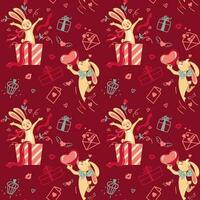 San Valentine's Day. Rabbit and heards. Love. Celebration. Seamless pattern for fabric, wrapping, textile, wallpaper, apparel. Vector. vector