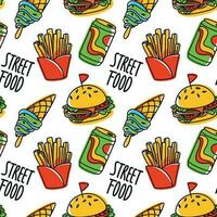 Fast Food and others street food. Seamless pattern. Vector. vector