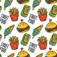 Fast Food and others street food. Seamless pattern. Vector. vector