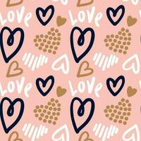 Different shaped heart on pink background. San Valentine's Day. Seamless pattern. Vector