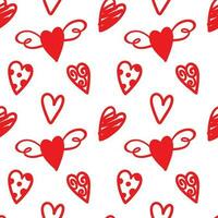 Different shape of hearts. San Valentine's Day. Seamless pattern vector