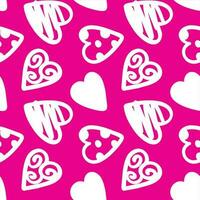 Graphic hearts on a fuchsia background. Valentine's Day. Seamless pattern. Vector