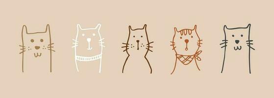 conjunto de linda gato mano dibujado ilustración vector