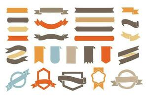 Big bundle of vintage ribbon and badge element vector