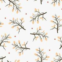 cute minimalist leaf seamless pattern hand drawn style background vector