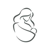 Logo with mother and baby. Silhouette, icon, logo, sign vector