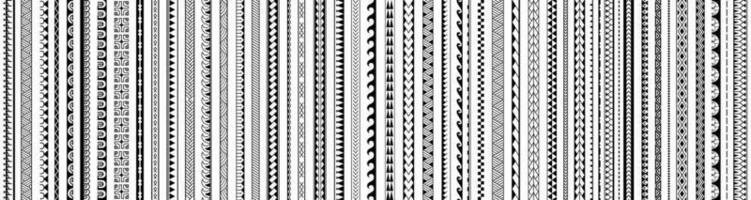 Set of vector ethnic seamless pattern. Ornament bracelet in maori tattoo style. Geometric border african style. Vertical pattern. Design for home decor, wrapping paper, fabric, carpet, textile, cover