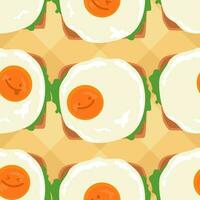 fried egg toast pattern, food wrapping paper pattern, breakfast vector