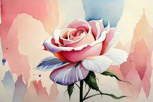 watercolor illustration of a blossoming rose. AI generate photo