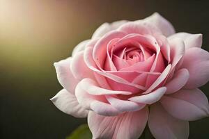 Close up of a beautiful blooming rose. AI generate photo