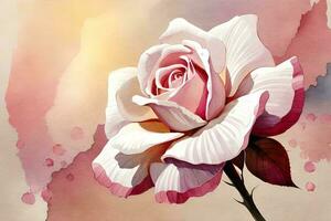 watercolor illustration of a blossoming rose. AI generate photo