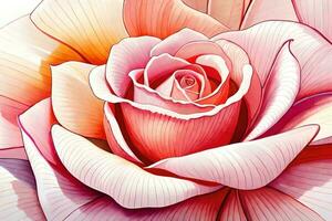watercolor illustration of a blossoming rose. AI generate photo