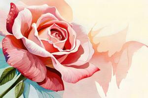 watercolor illustration of a blossoming rose. AI generate photo