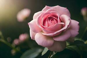 Close up of a beautiful blooming rose. AI generate photo